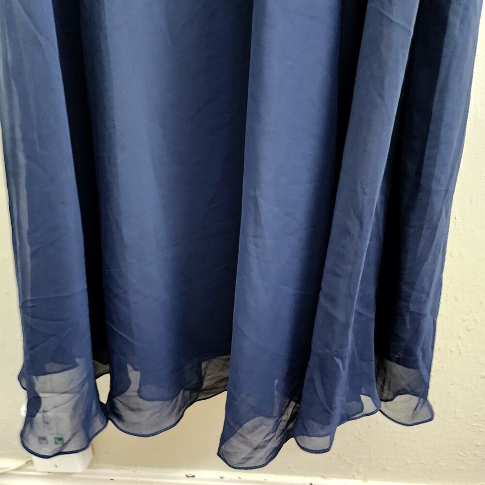After Six Style 1565 Midnight Navy V-Neck Split Sleeve Chiffon Maxi Dress NWT 18 - Picture 7 of 12